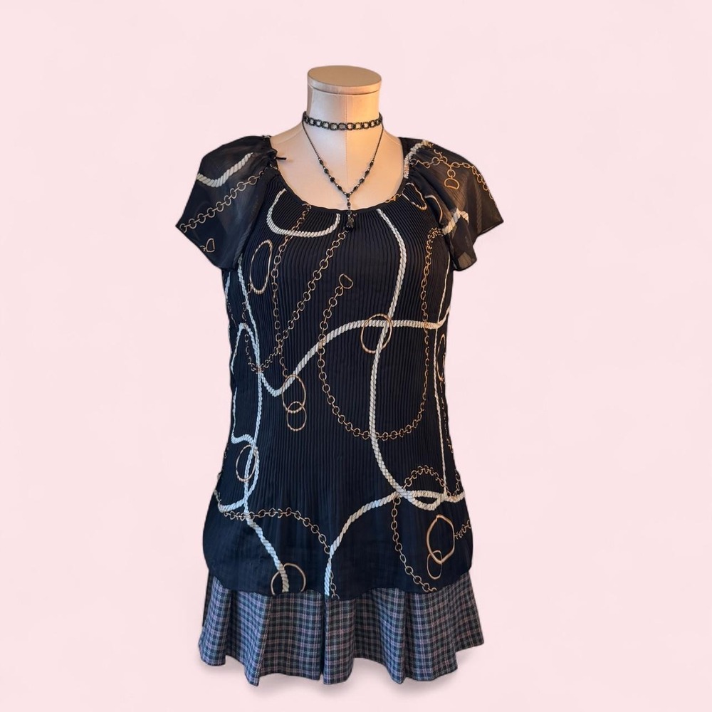 Tamara H Chain Print Blouse whimsigoth Soft Goth Top